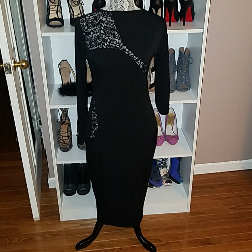Marciano Black Cocktail Midi Dress sx M